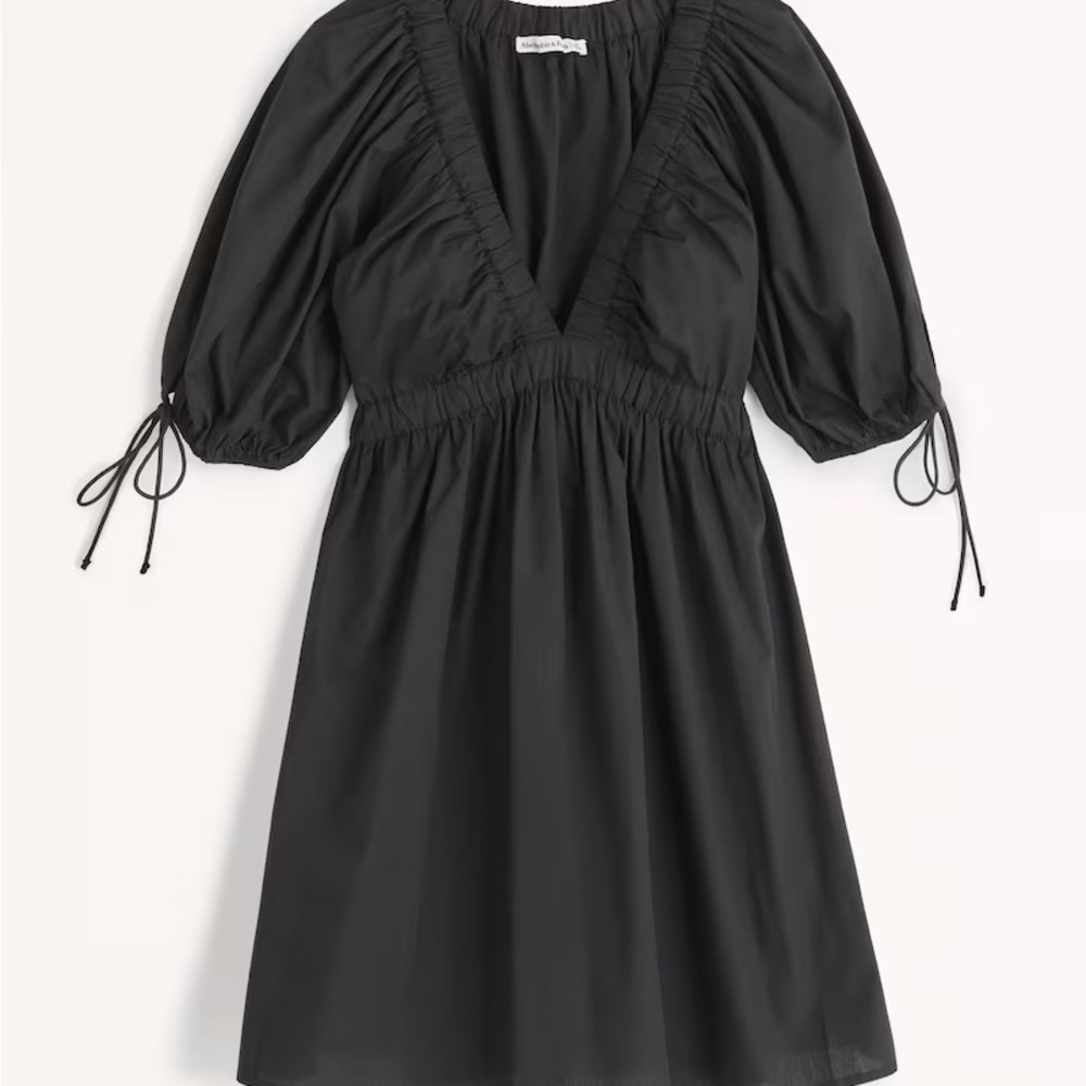 Abercrombie Poplin Puff Sleeve Babydoll Mini Dress